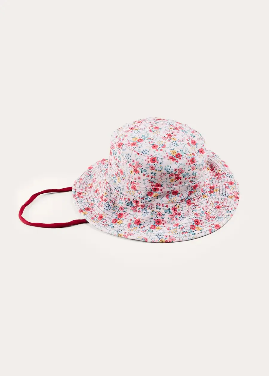Louisa Floral Beach Hat in Pink (S-M)
