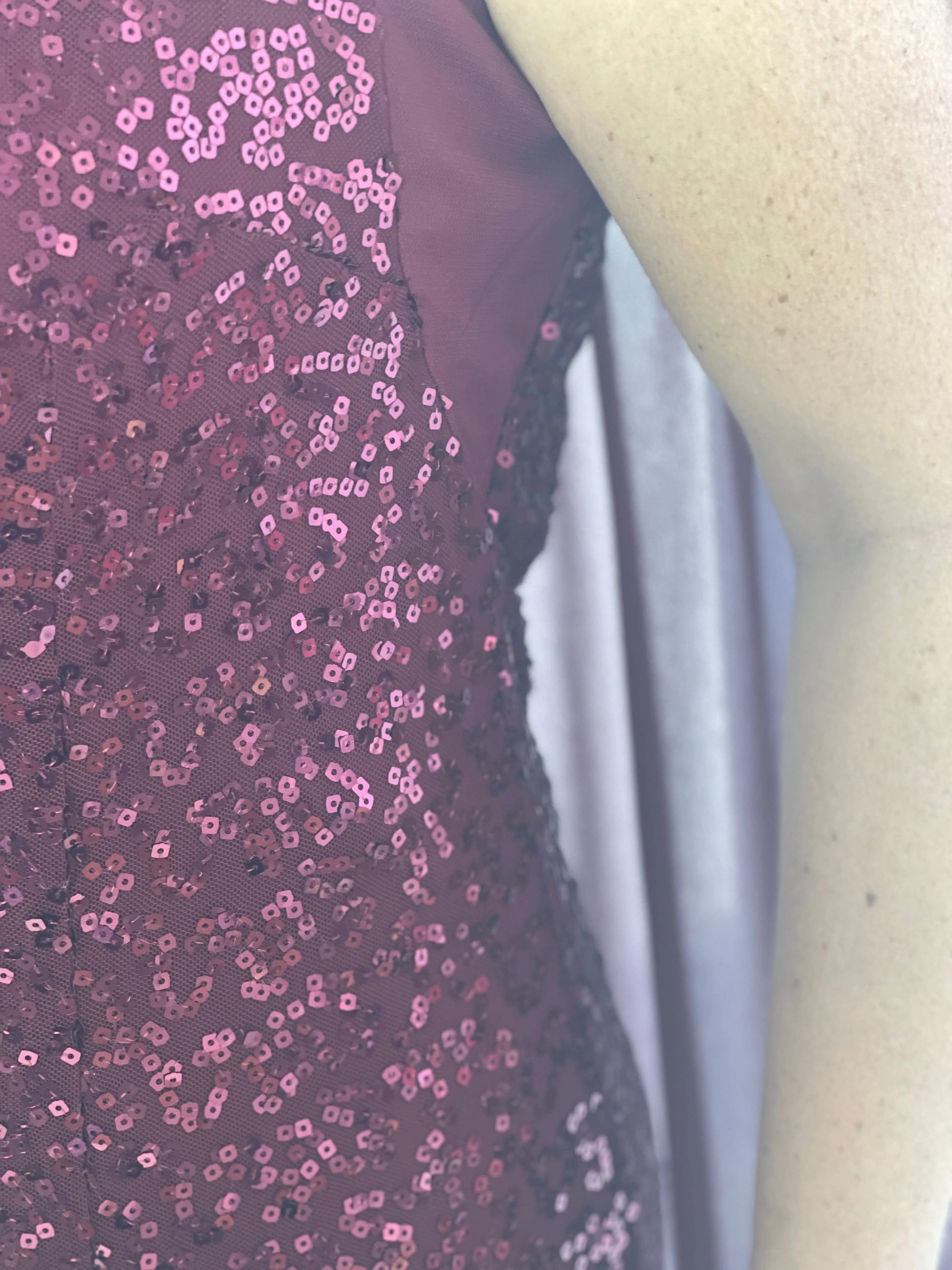 Luina Burgundy Sequin Evening Dress