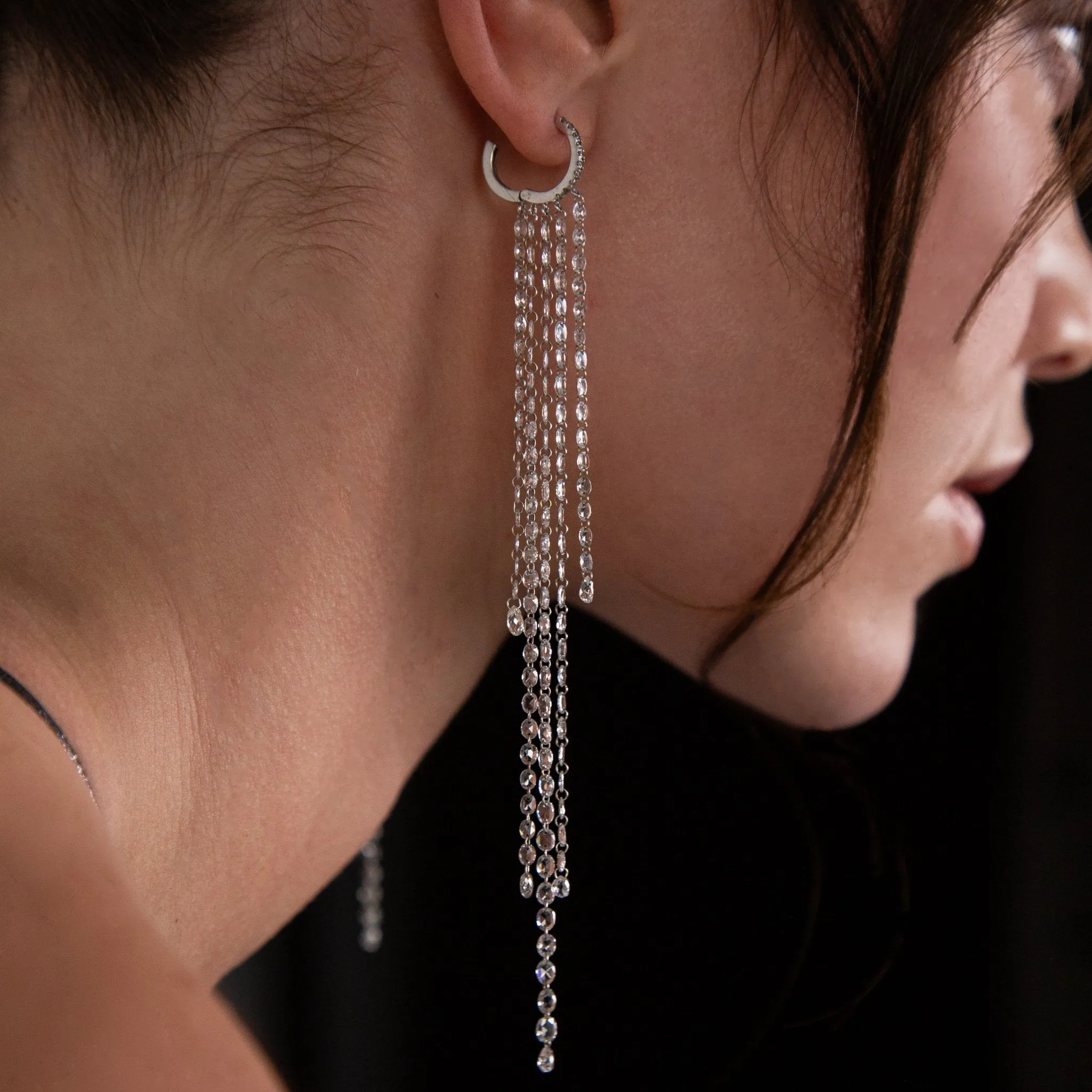 Lumière Rose Cut Diamond Duster Earrings