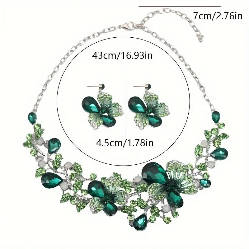 Luxury Floral Necklace and Earrings Set