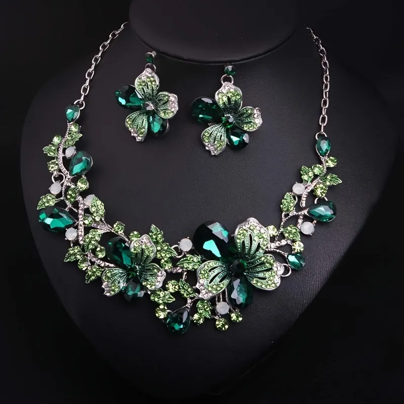 Luxury Floral Necklace and Earrings Set