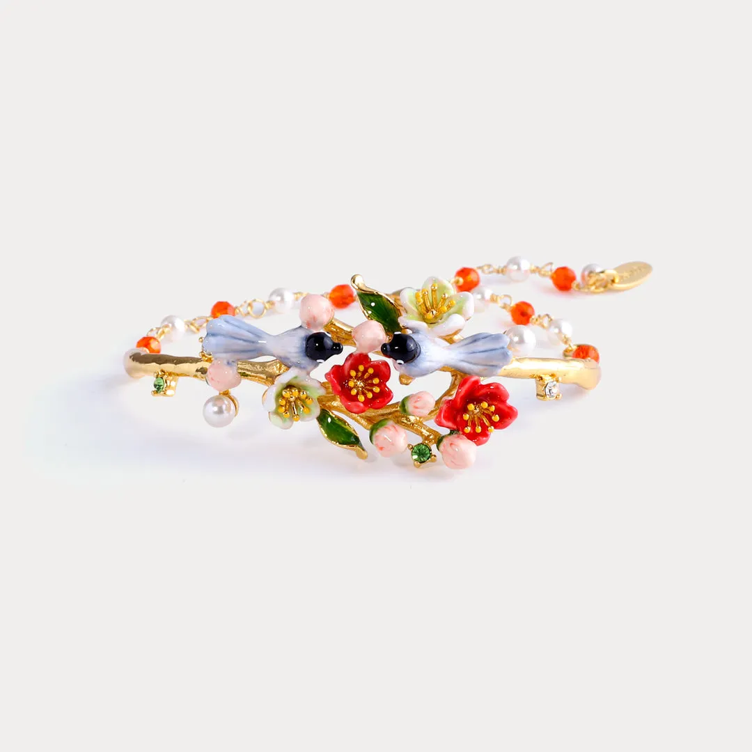 Magpie & Flower Pearl Bracelet