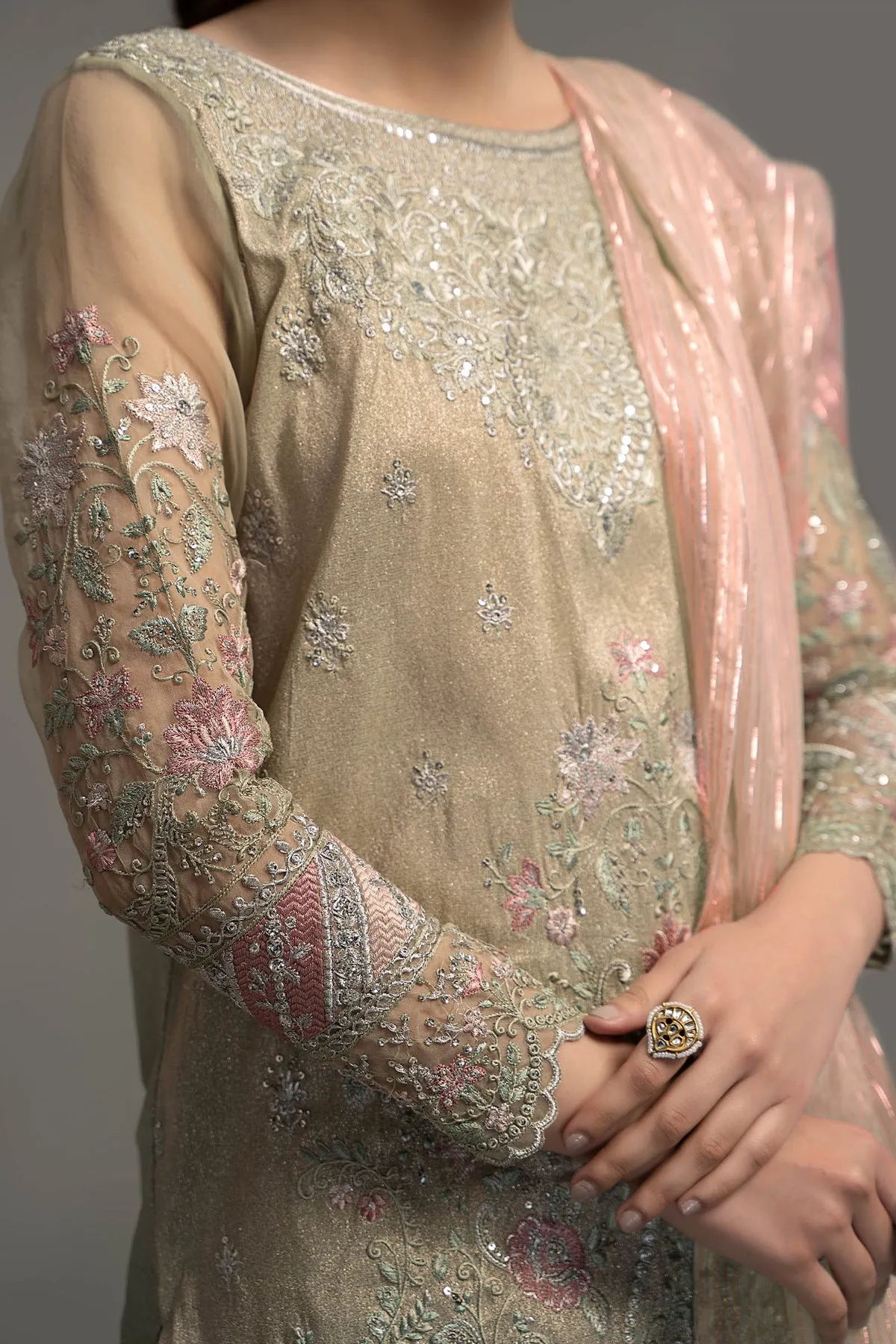 Maria B Pakistani Salwar Kameez Suit in Classical Grey Shade Party Wear