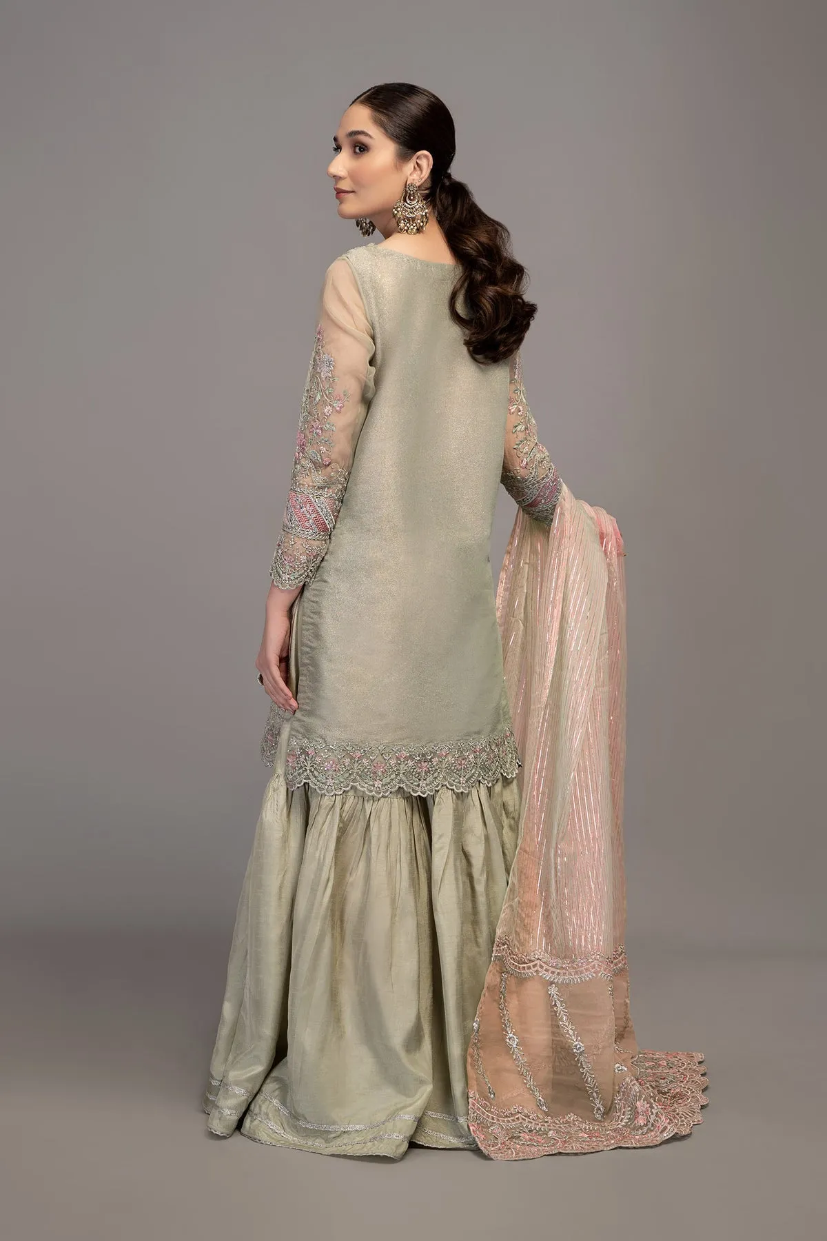 Maria B Pakistani Salwar Kameez Suit in Classical Grey Shade Party Wear