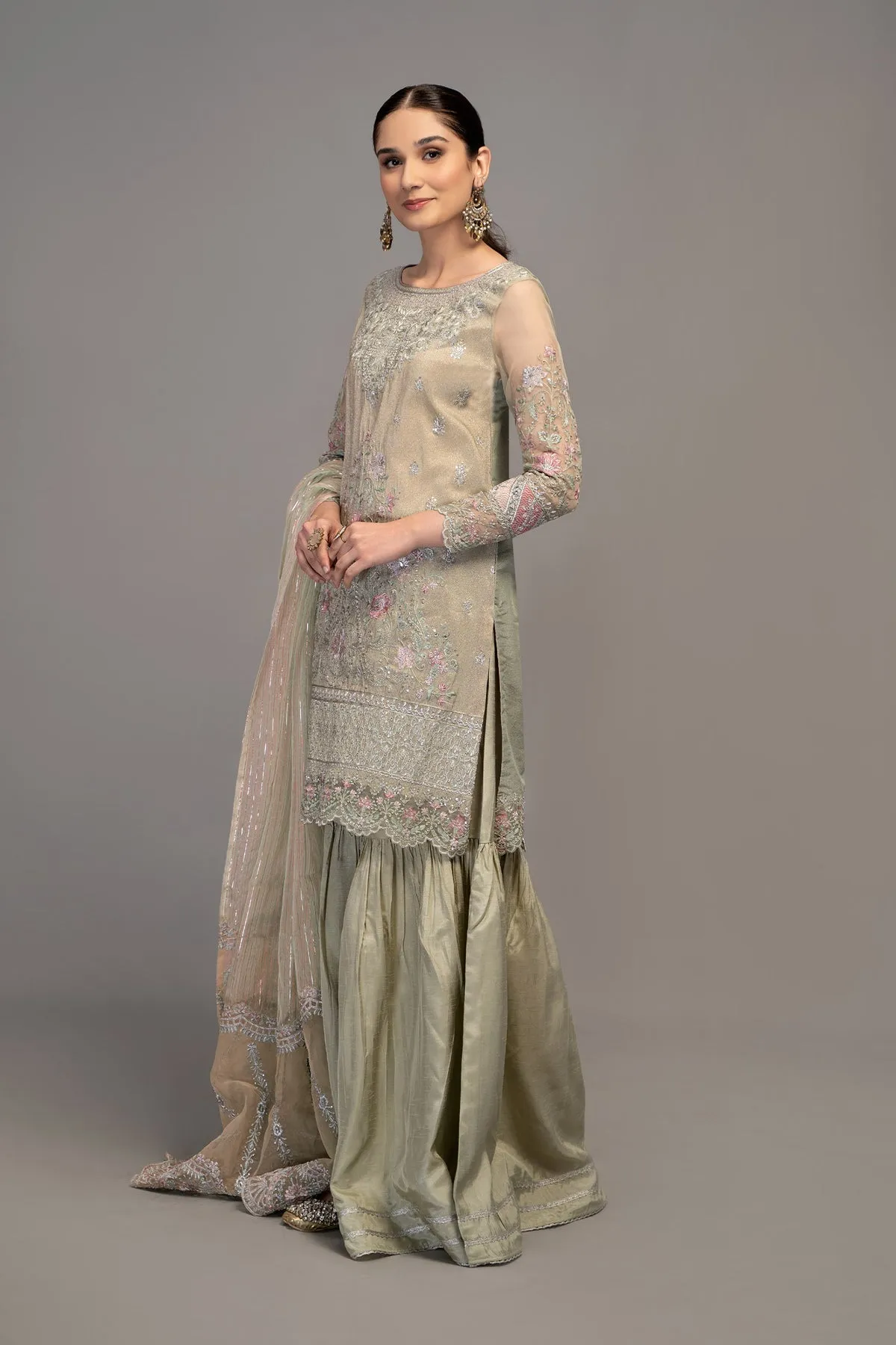 Maria B Pakistani Salwar Kameez Suit in Classical Grey Shade Party Wear