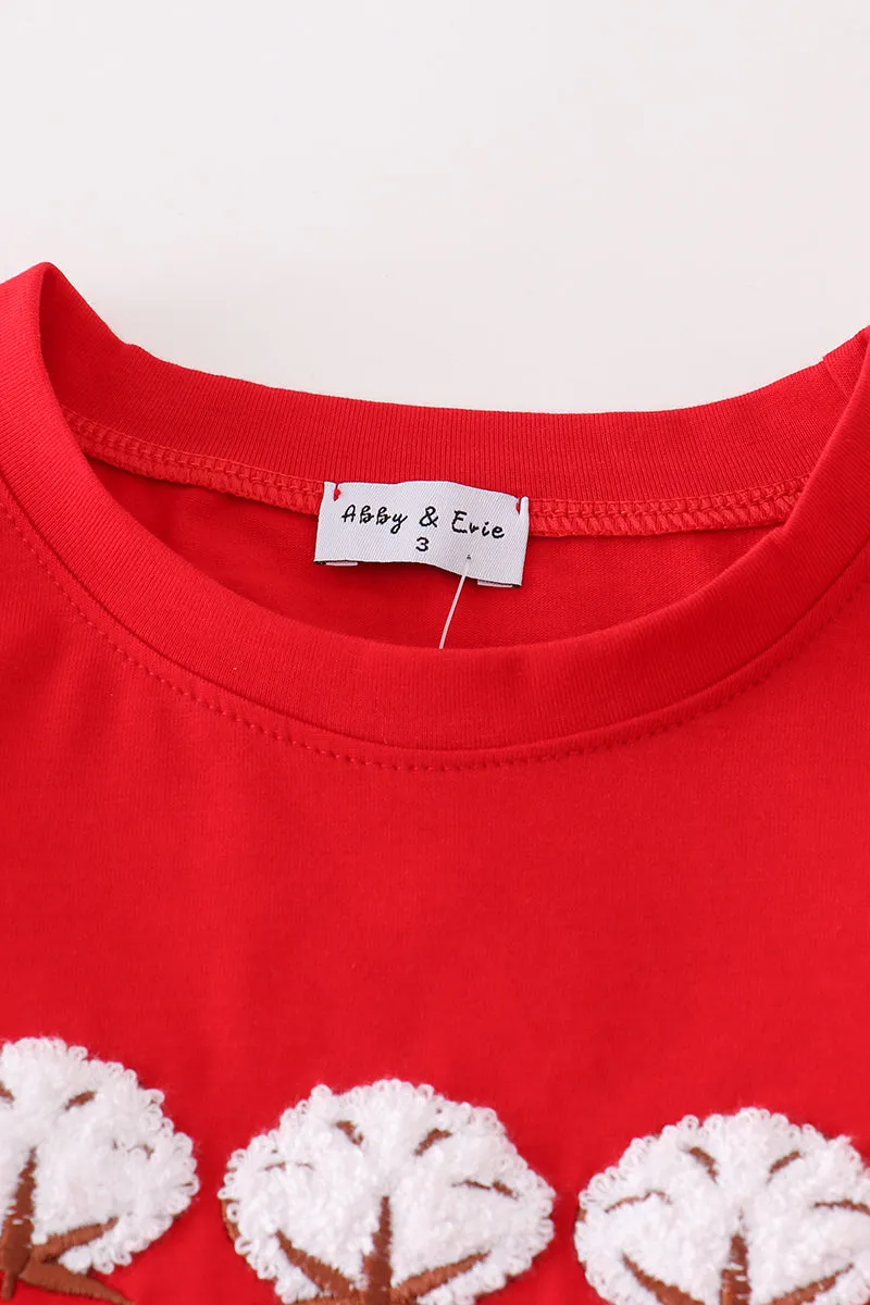 Maroon Cotton French Knot Boy Set