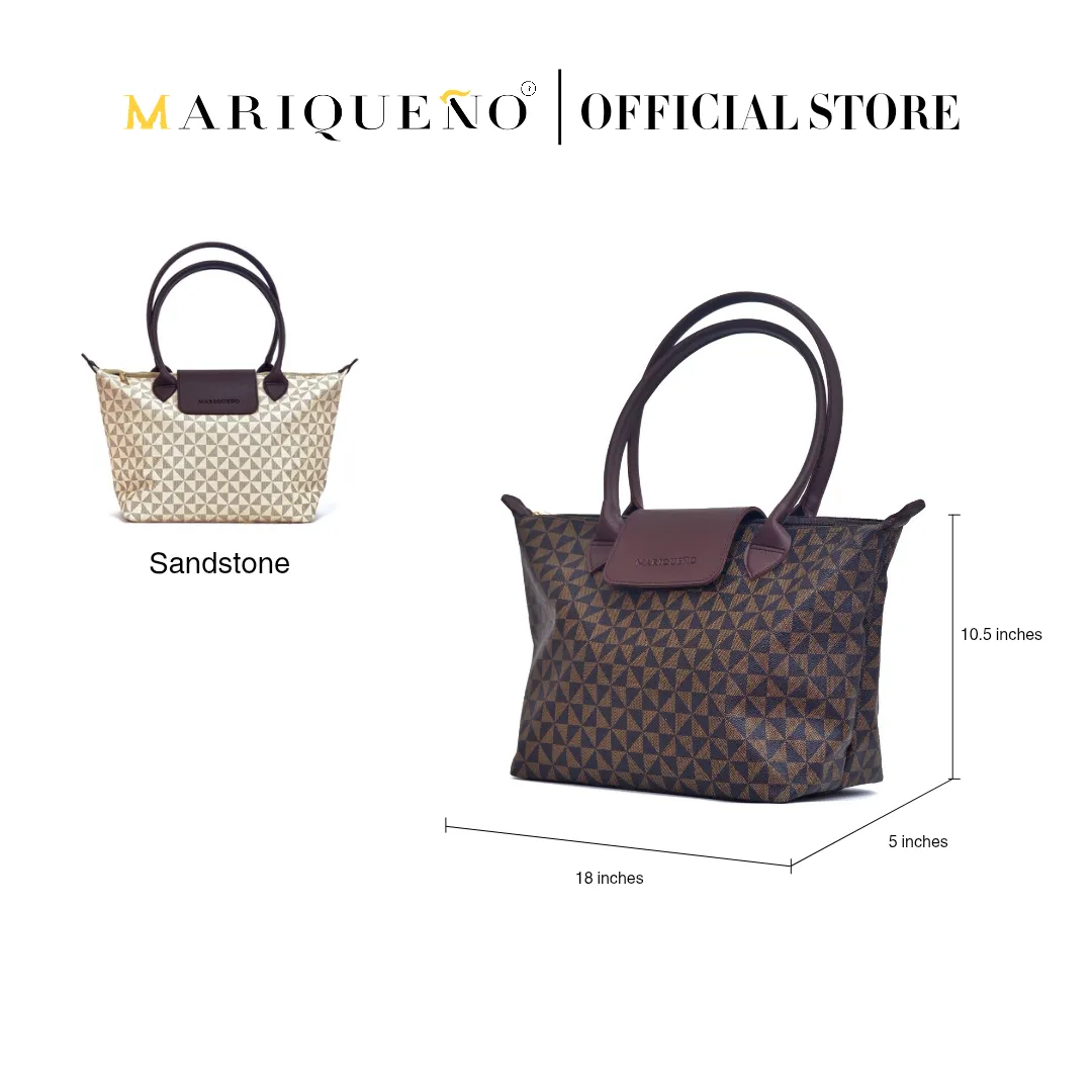 MARTHA Leather Tote in Mocha Geo