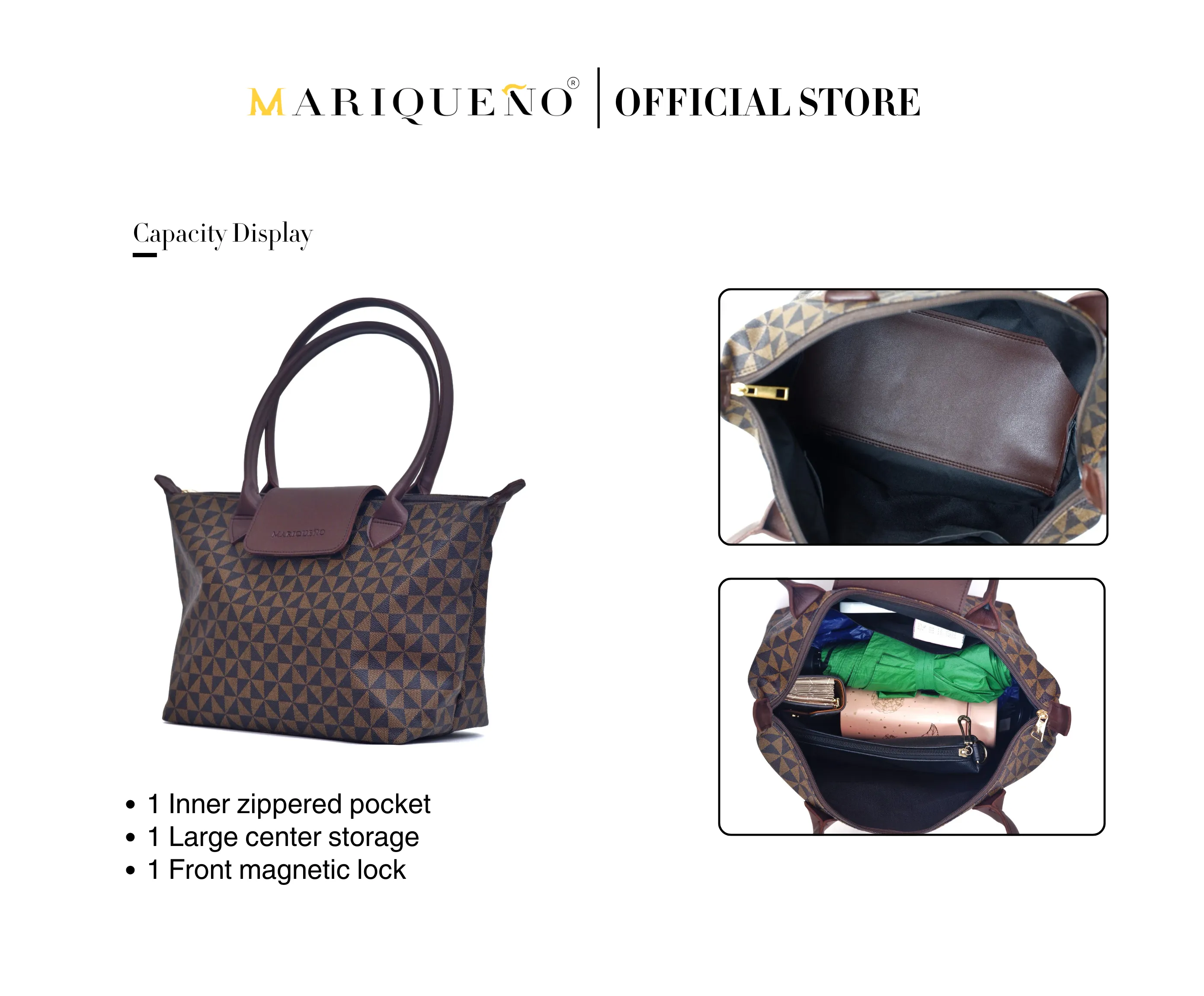 MARTHA Leather Tote in Mocha Geo