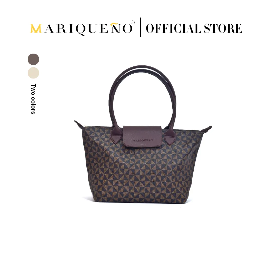 MARTHA Leather Tote in Mocha Geo