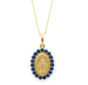 Medium Chunky Color Stone Miraculous Medal Necklace
