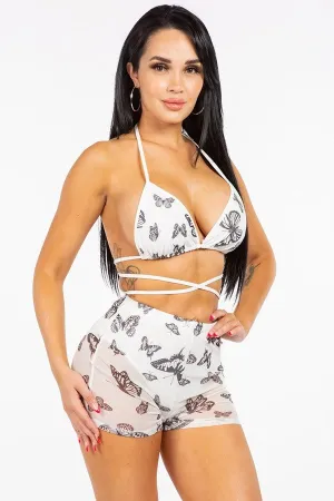 MESH BIKINI TOP BUTTERFLY SET