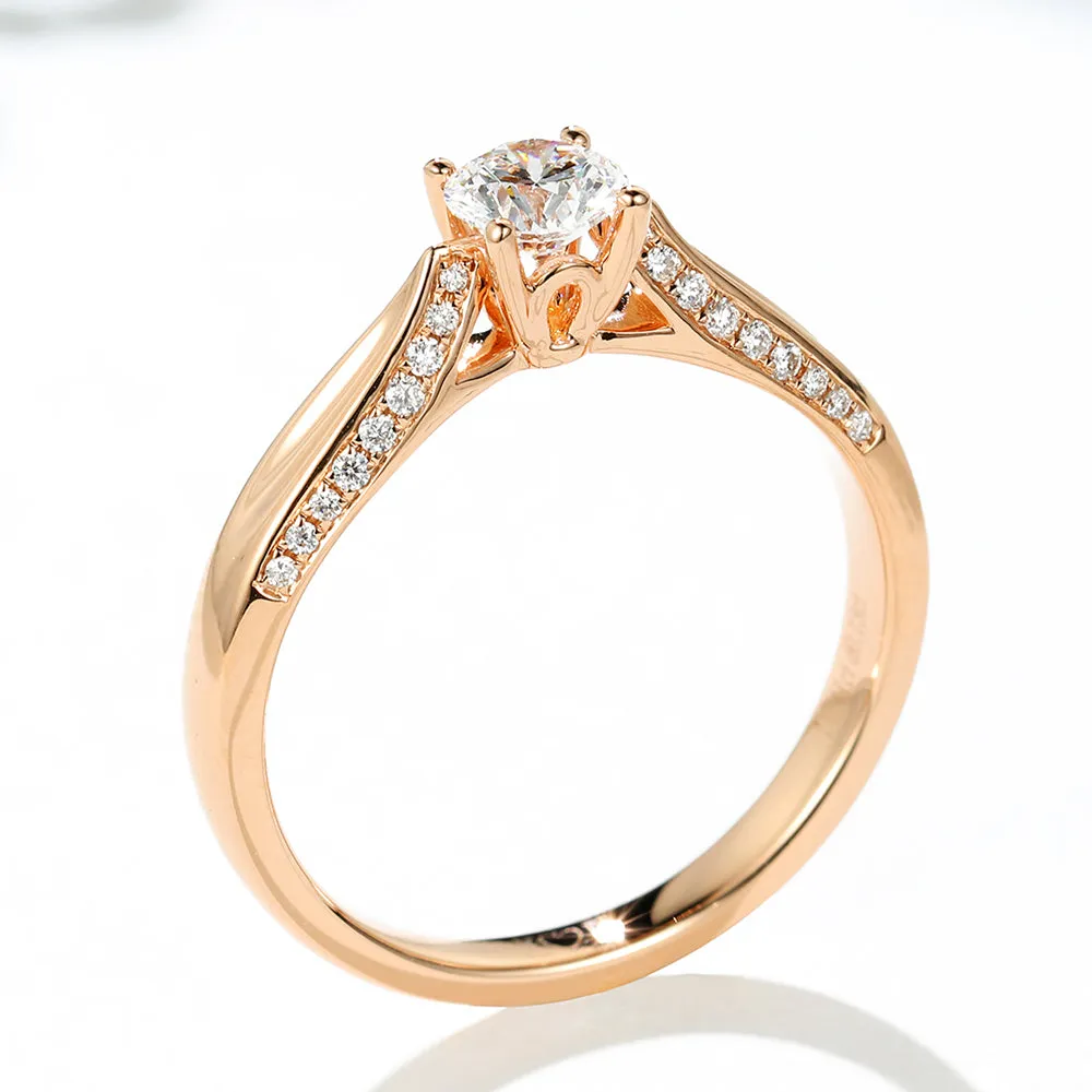 Micro Pave Set Four Prong Lab-Grown Diamond Engagement Ring