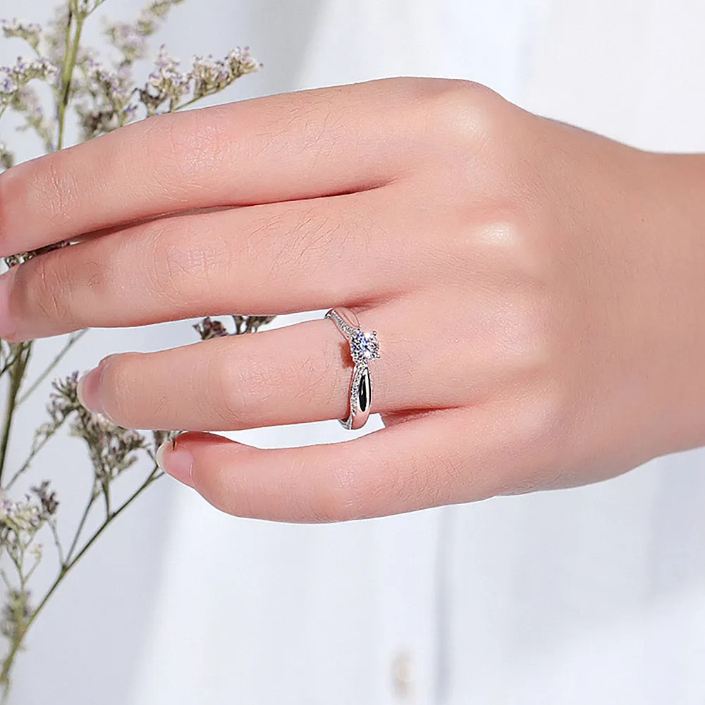 Micro Pave Set Four Prong Lab-Grown Diamond Engagement Ring