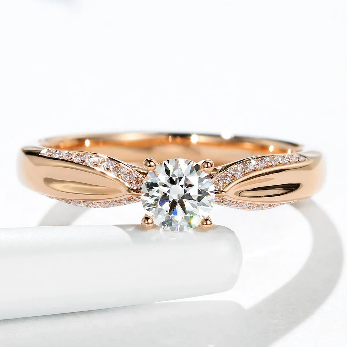 Micro Pave Set Four Prong Lab-Grown Diamond Engagement Ring