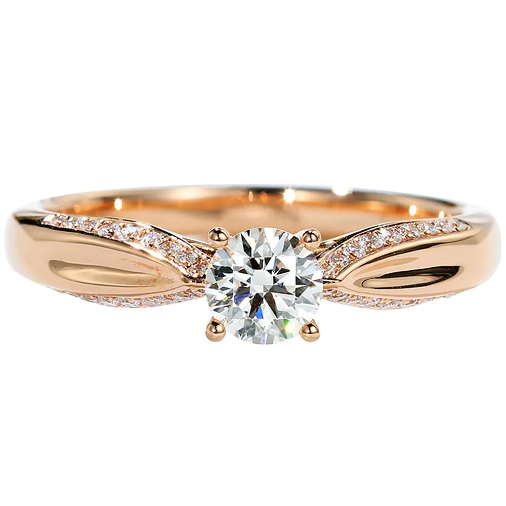 Micro Pave Set Four Prong Lab-Grown Diamond Engagement Ring