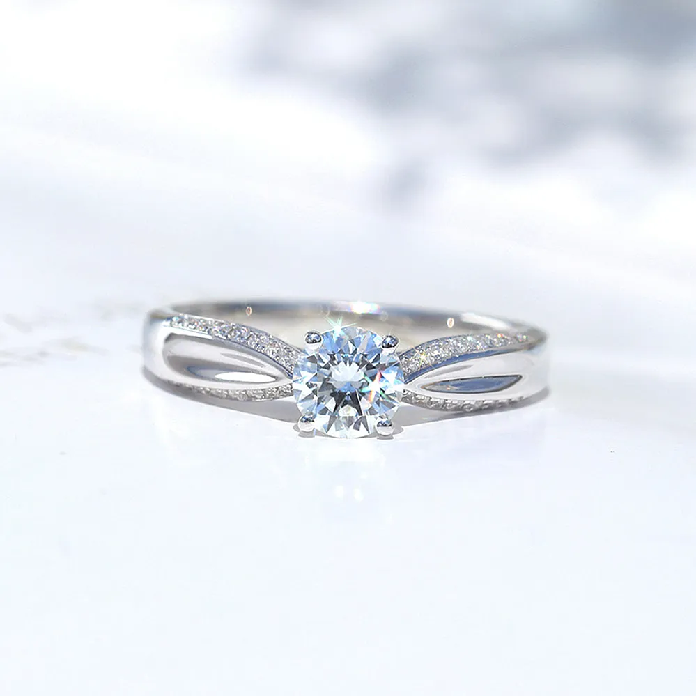 Micro Pave Set Four Prong Lab-Grown Diamond Engagement Ring