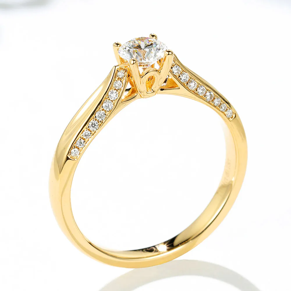 Micro Pave Set Four Prong Lab-Grown Diamond Engagement Ring