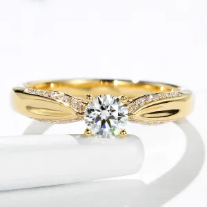 Micro Pave Set Four Prong Lab-Grown Diamond Engagement Ring