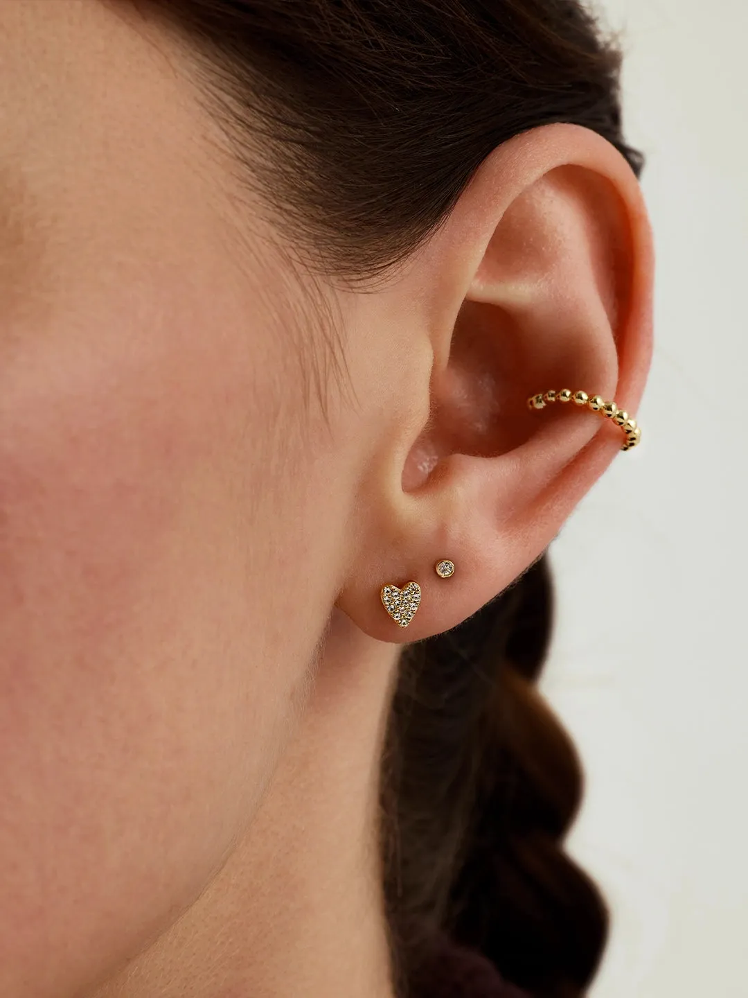 Mini Pave Heart Studs
