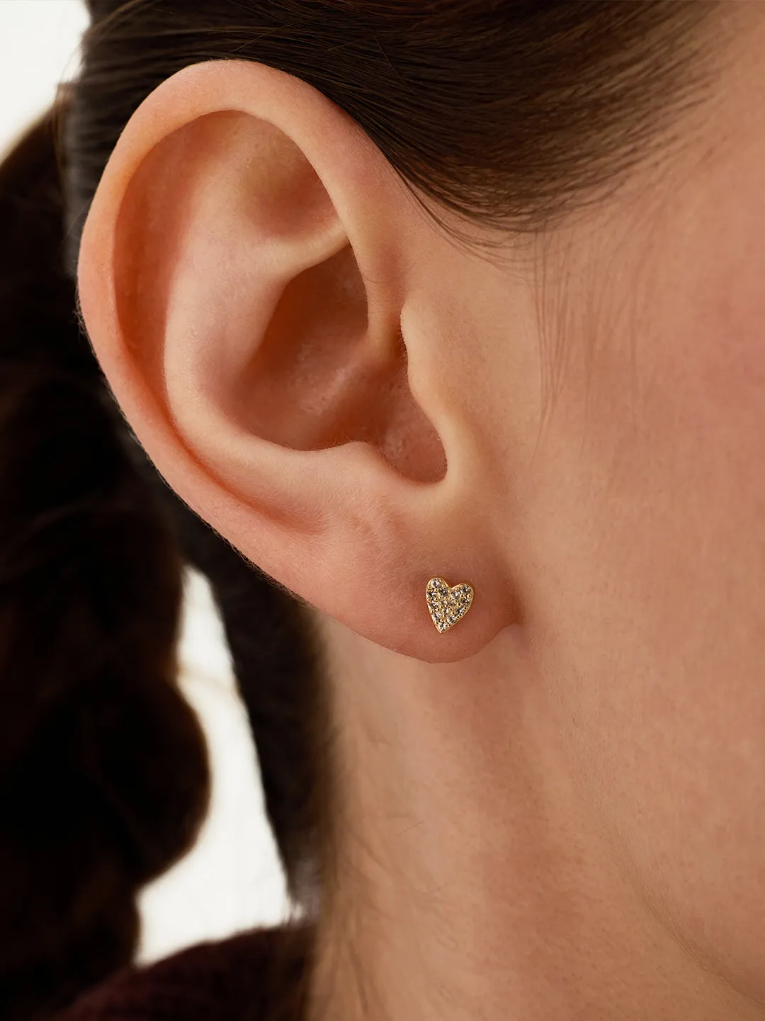 Mini Pave Heart Studs
