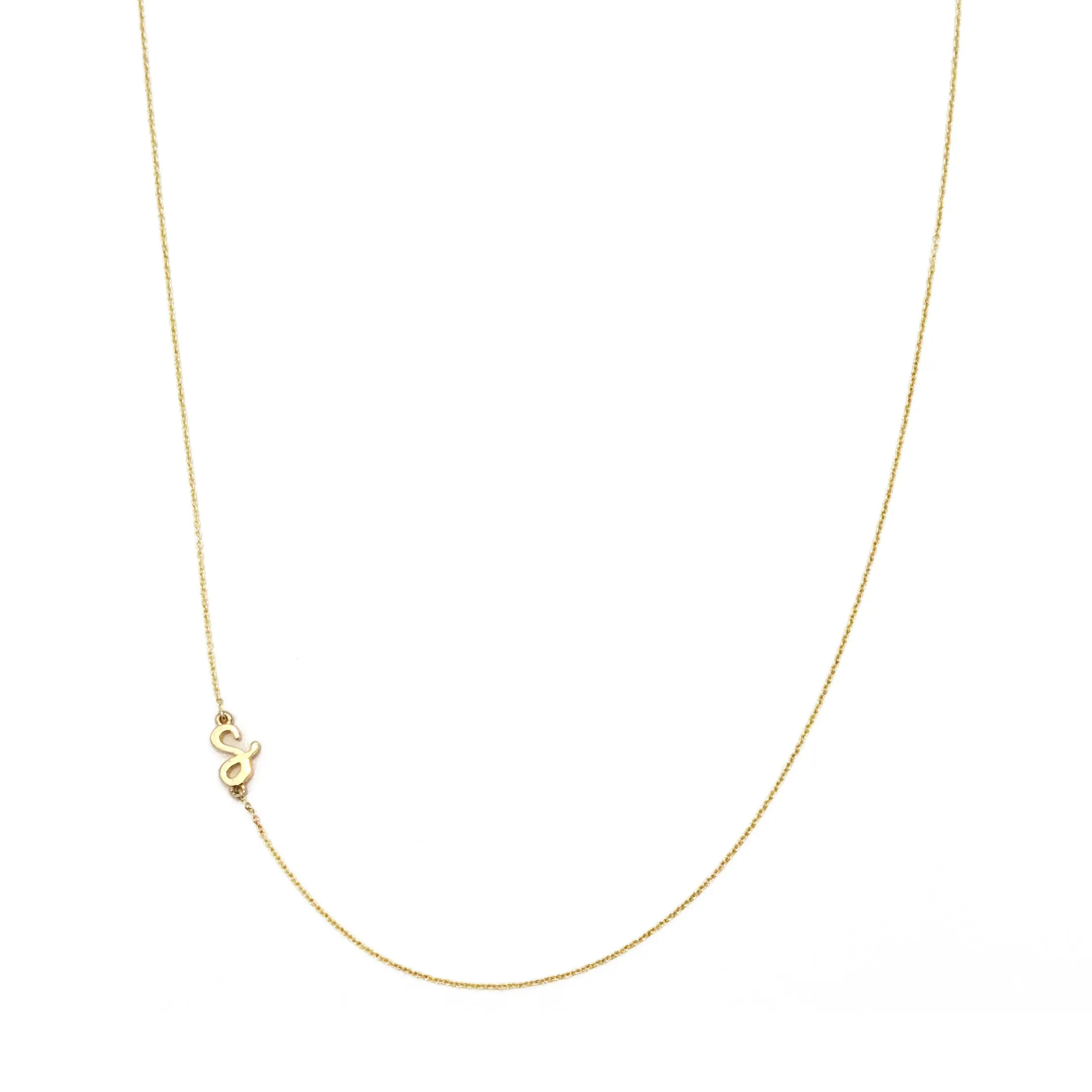 Mini Sideways Love Letter Necklace (Yellow Gold)