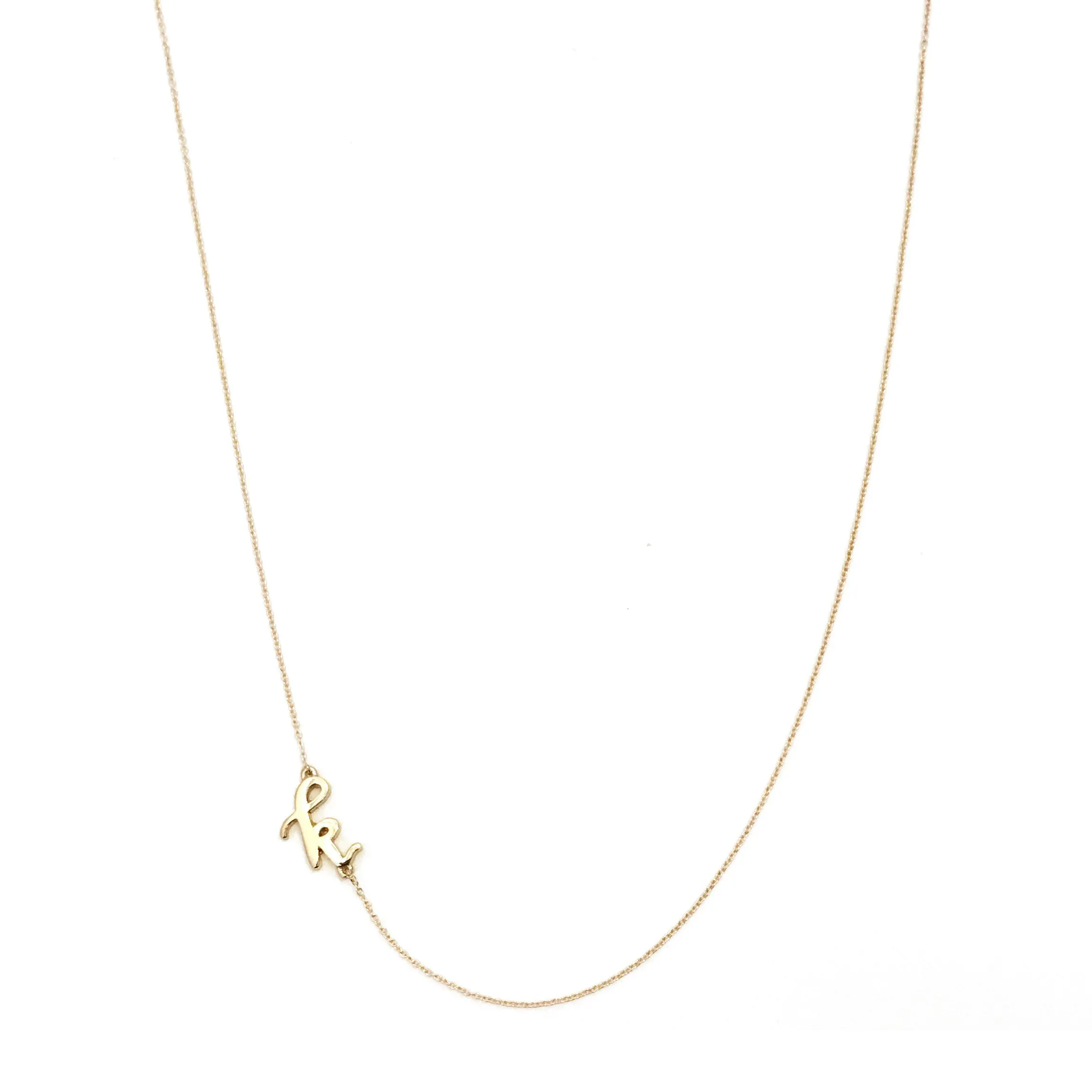 Mini Sideways Love Letter Necklace (Yellow Gold)
