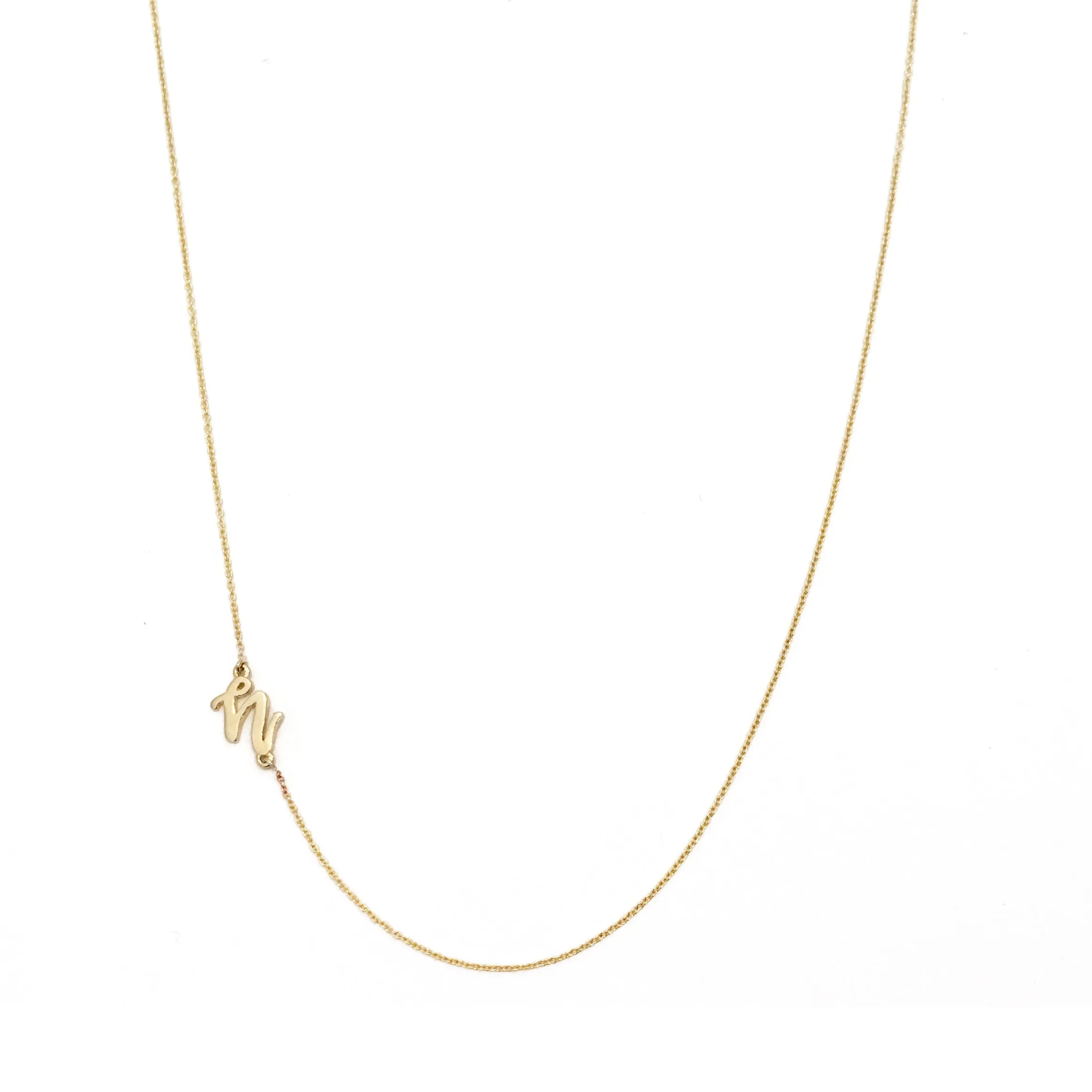 Mini Sideways Love Letter Necklace (Yellow Gold)