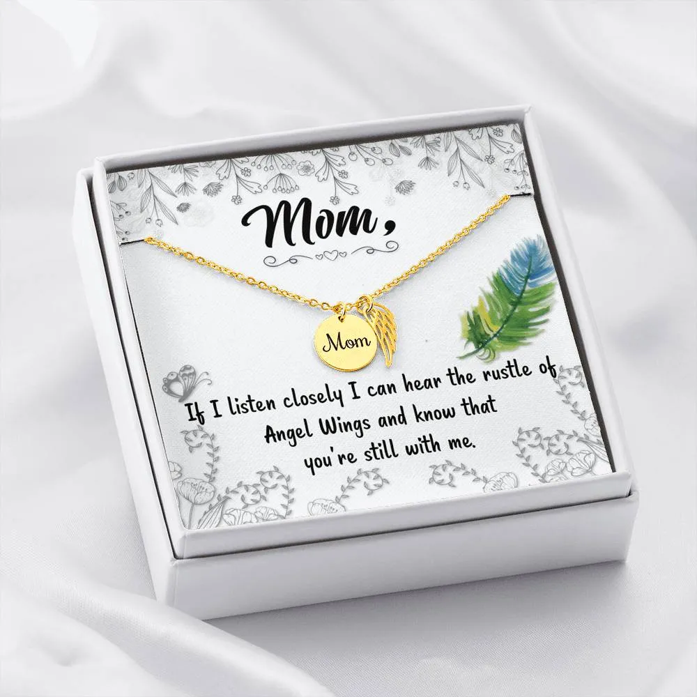 Mom Remembrance Necklace - The Rustle Of Angel Wings