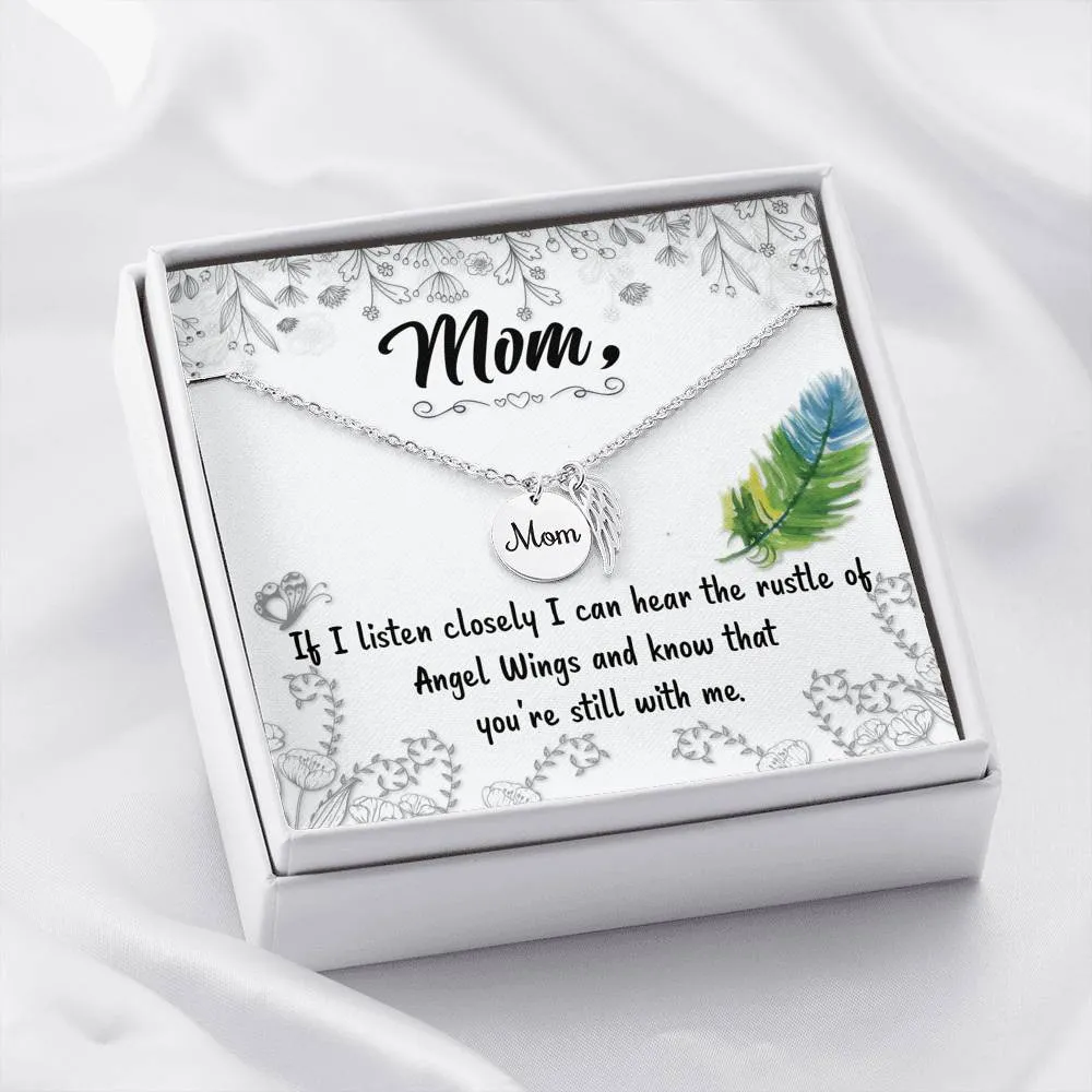 Mom Remembrance Necklace - The Rustle Of Angel Wings