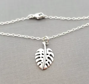 Monstera Delicioso Plant Addict Sterling Silver Necklace - Gift for Her