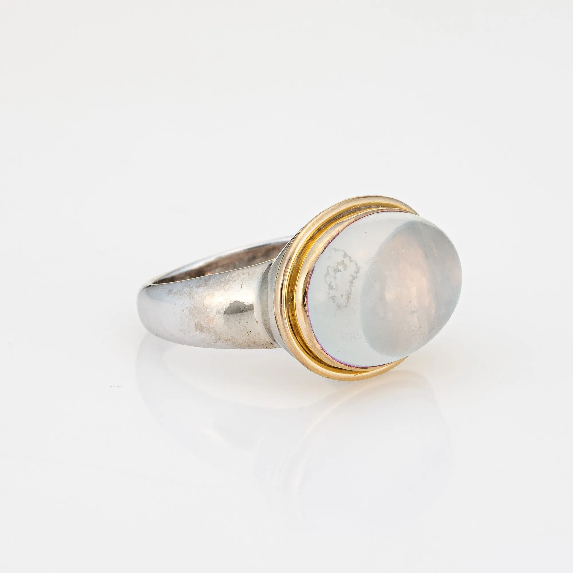 Moonstone Cocktail Ring East West Setting Estate 14k White Gold Sz 6.75 Jewelry