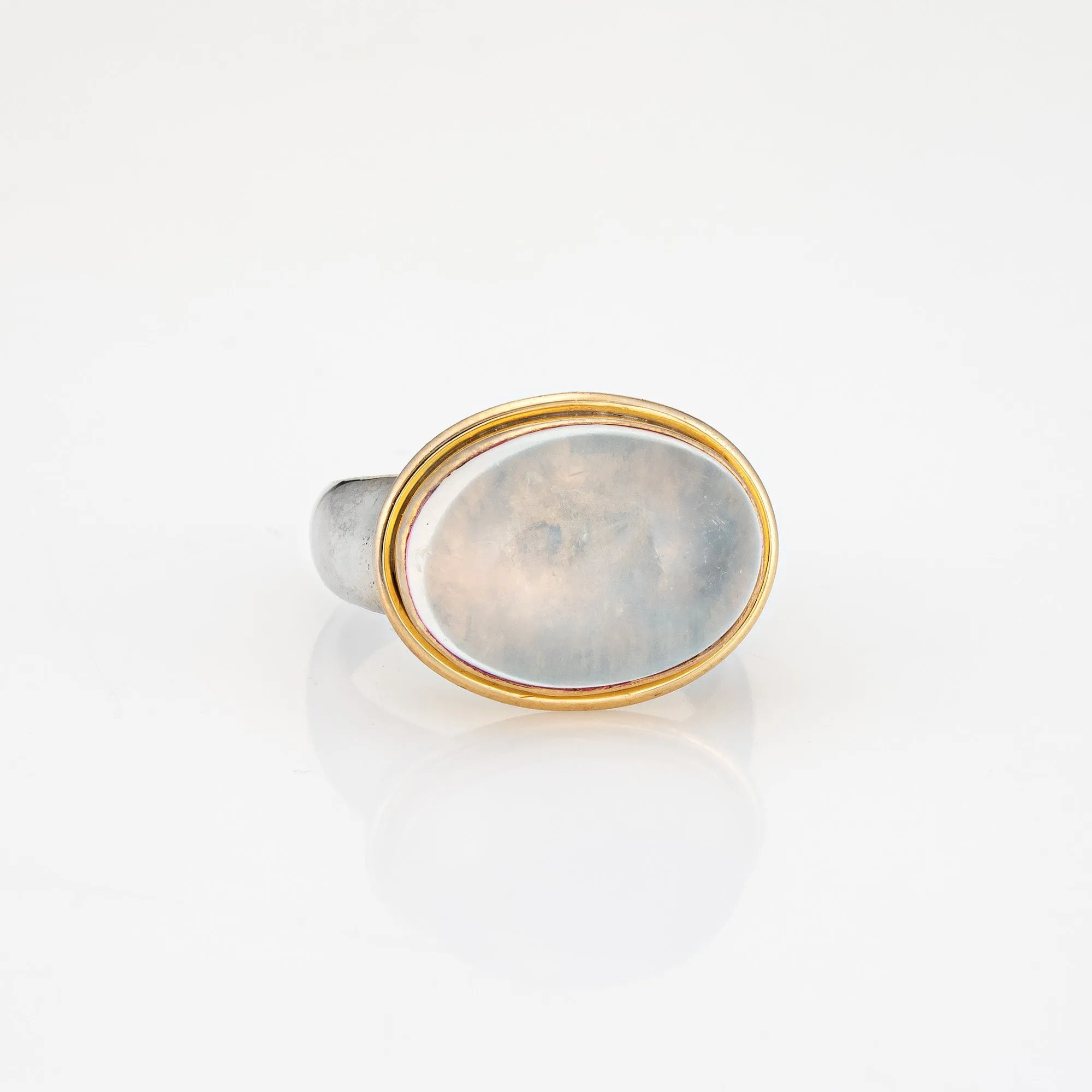 Moonstone Cocktail Ring East West Setting Estate 14k White Gold Sz 6.75 Jewelry