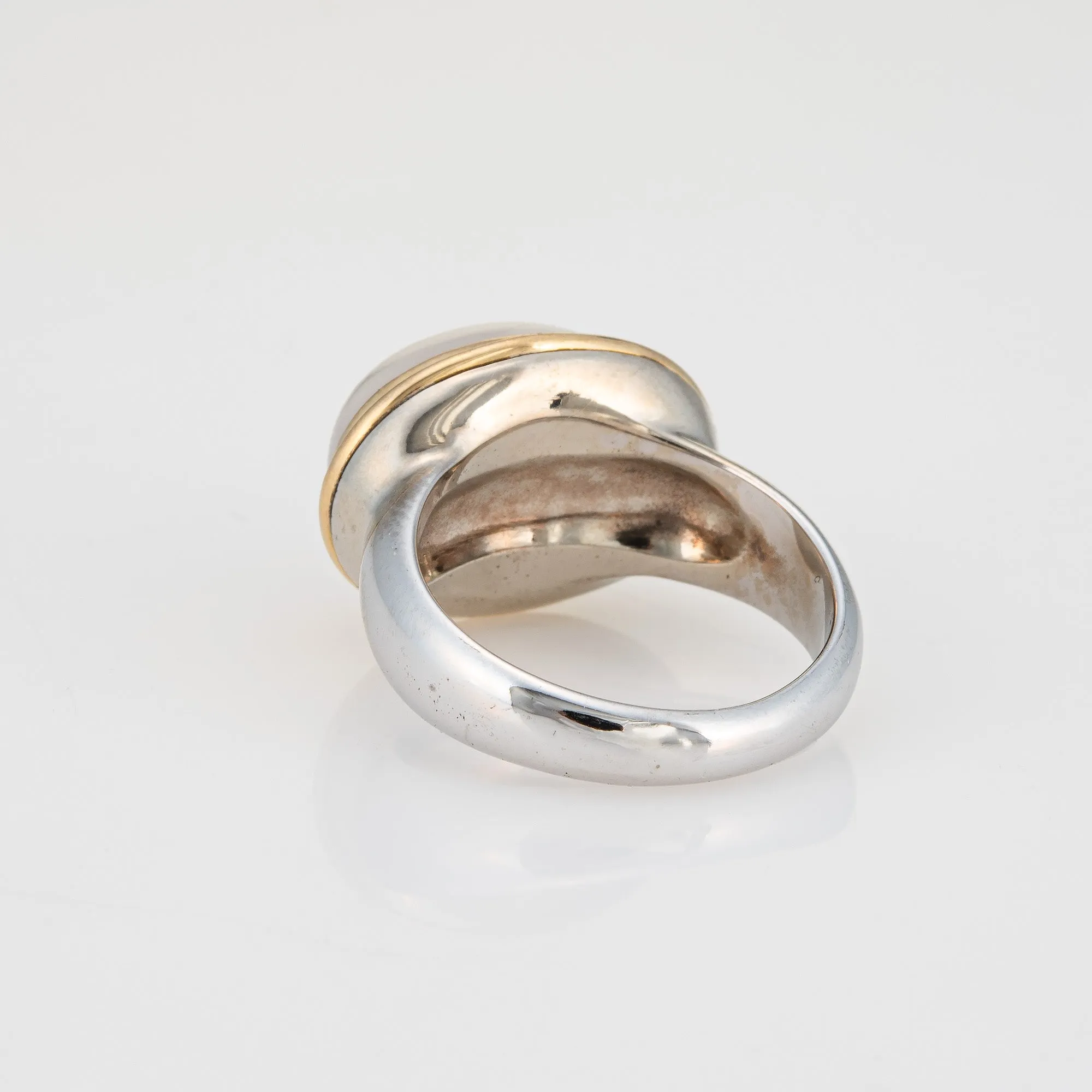 Moonstone Cocktail Ring East West Setting Estate 14k White Gold Sz 6.75 Jewelry