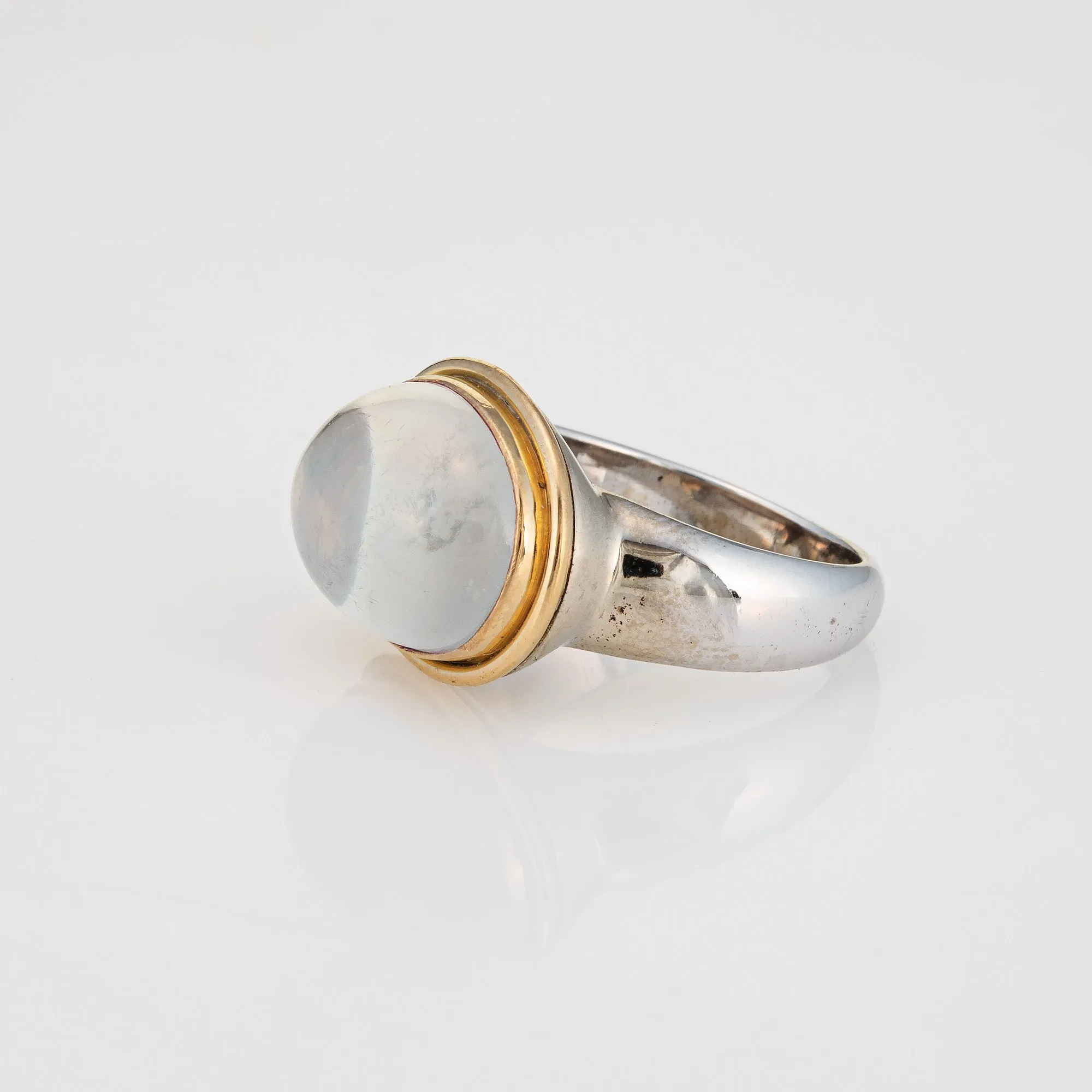 Moonstone Cocktail Ring East West Setting Estate 14k White Gold Sz 6.75 Jewelry
