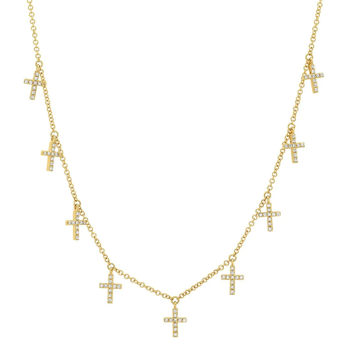 Multi Diamond Cross Dangles Necklace