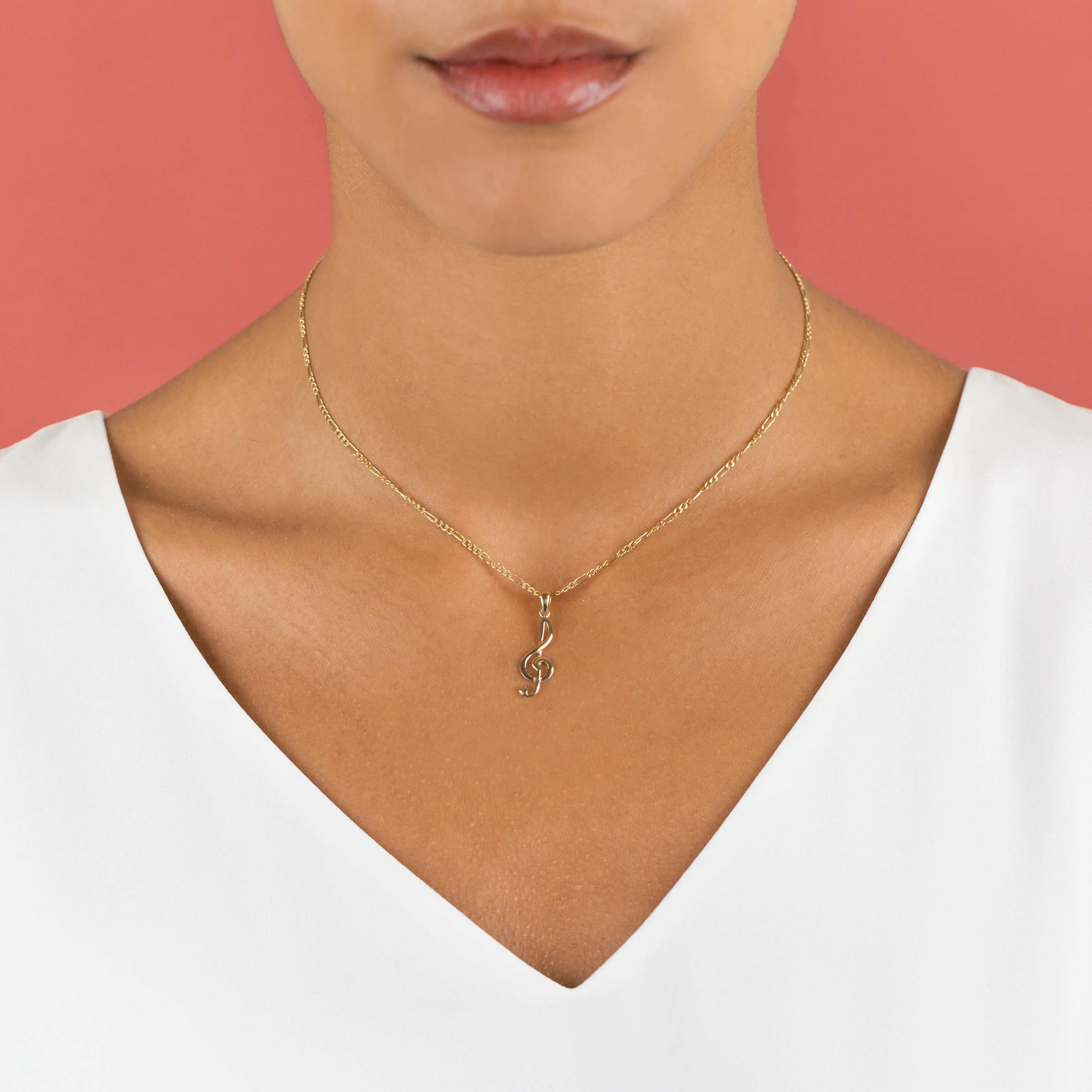 Music Note Necklace 14K