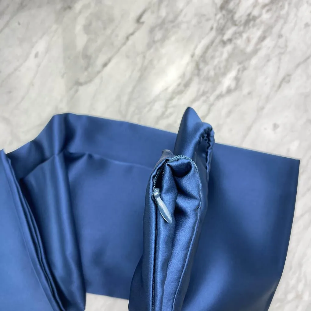 Navy Blue Silk Pillowcase - Standard