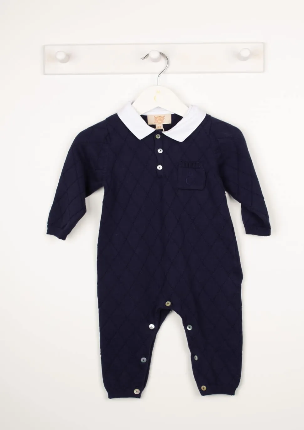 Navy Diamond Knitted Romper