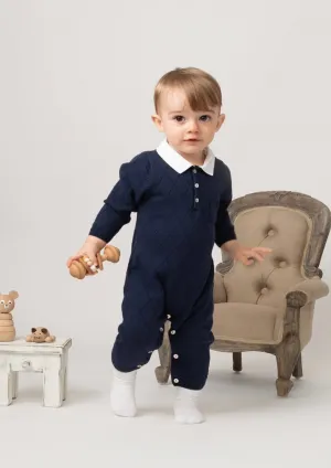 Navy Diamond Knitted Romper