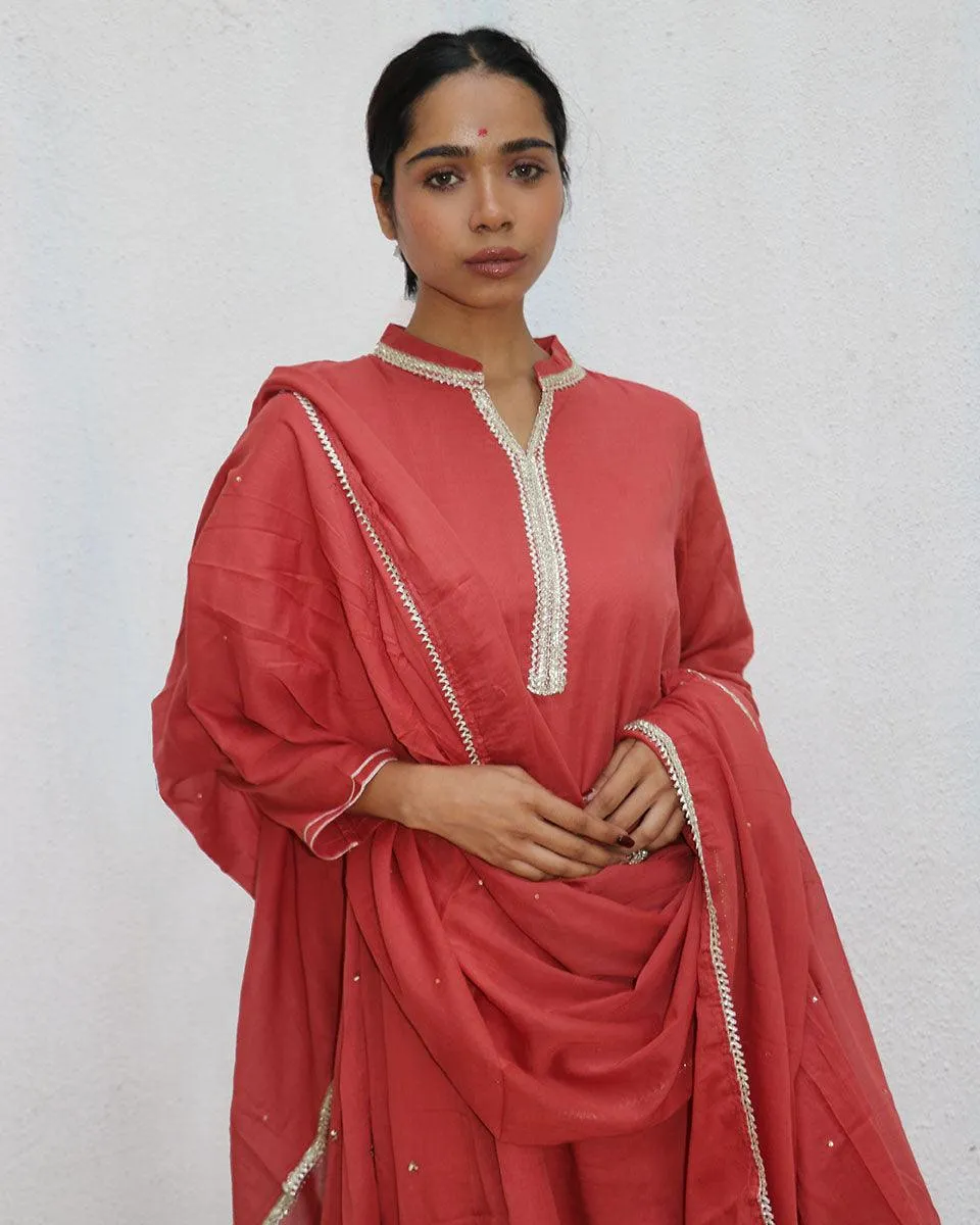 Nazmi Mul Mul Cotton Kurta Set with Dupatta Set of 3 - Jugnoo