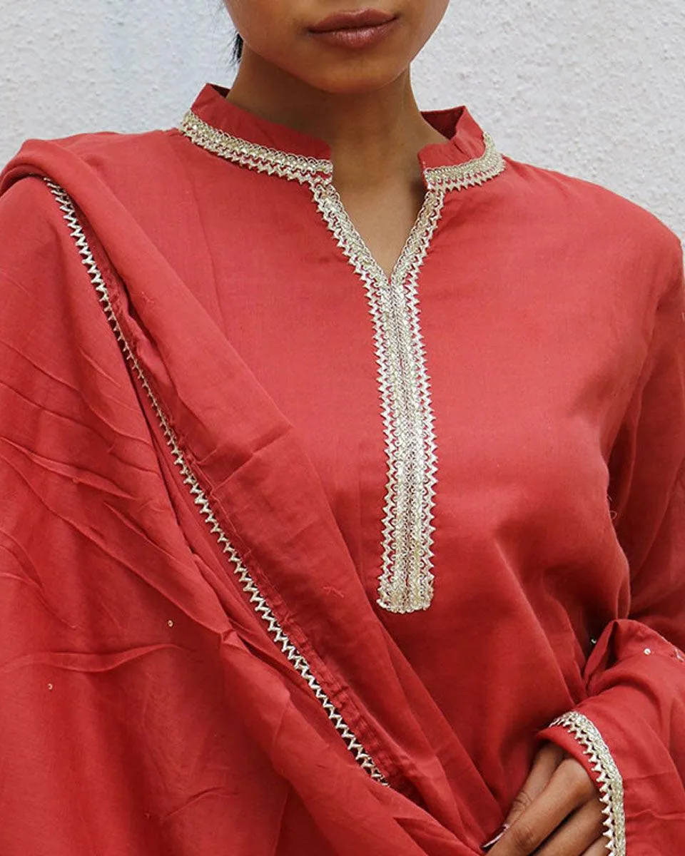 Nazmi Mul Mul Cotton Kurta Set with Dupatta Set of 3 - Jugnoo
