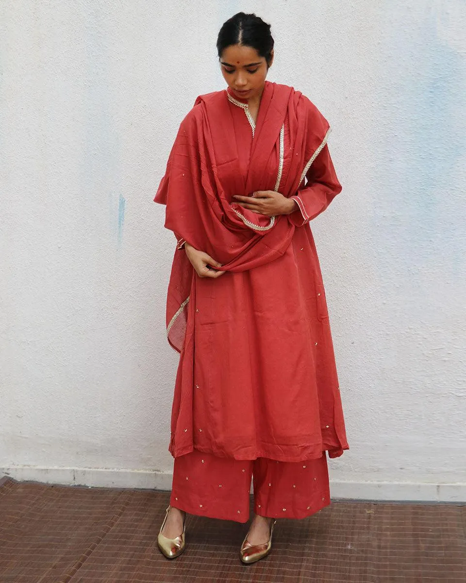 Nazmi Mul Mul Cotton Kurta Set with Dupatta Set of 3 - Jugnoo