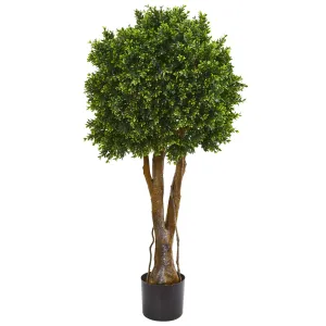 Nearly Natural 46IN Artificial Boxwood Topiary Tree or Indoor or