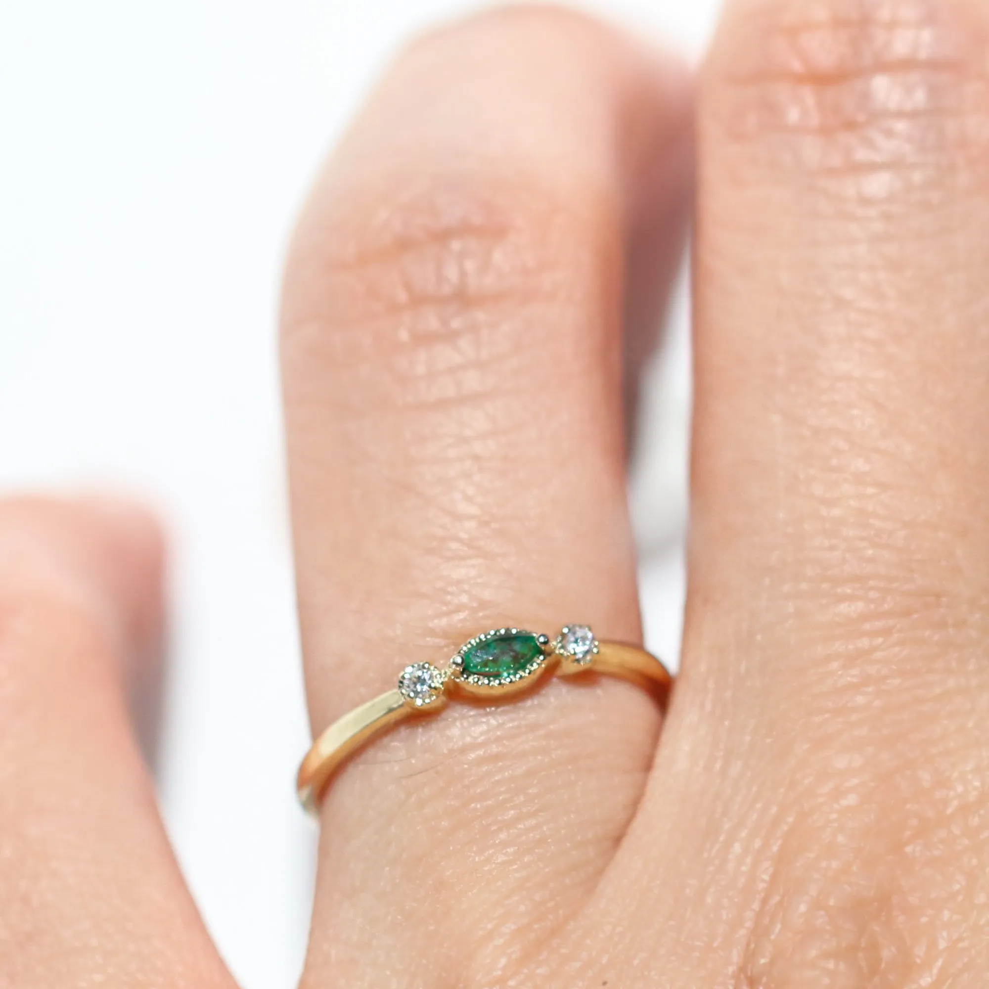 Nokes Emerald Three Stone Ring