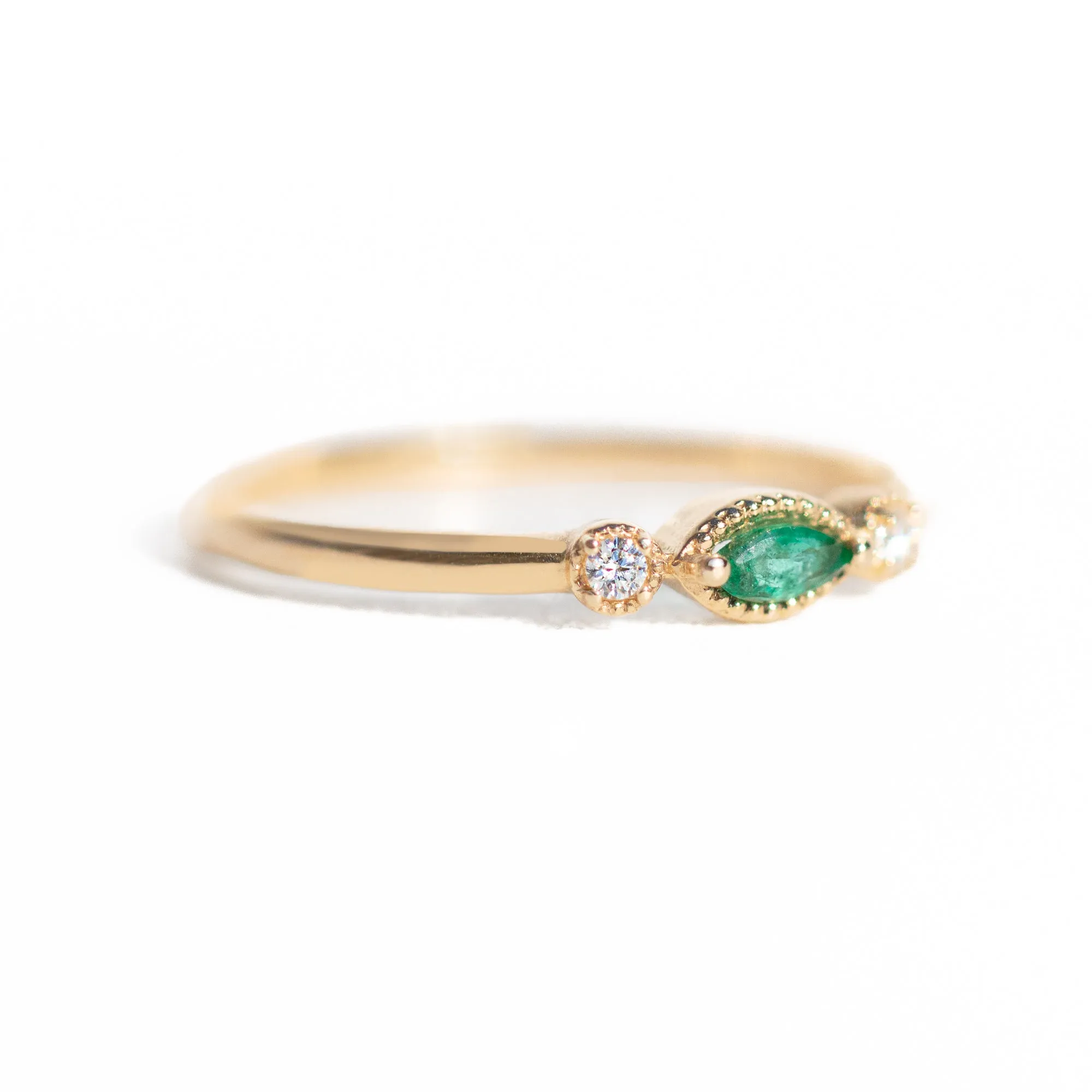 Nokes Emerald Three Stone Ring