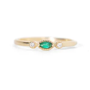 Nokes Emerald Three Stone Ring