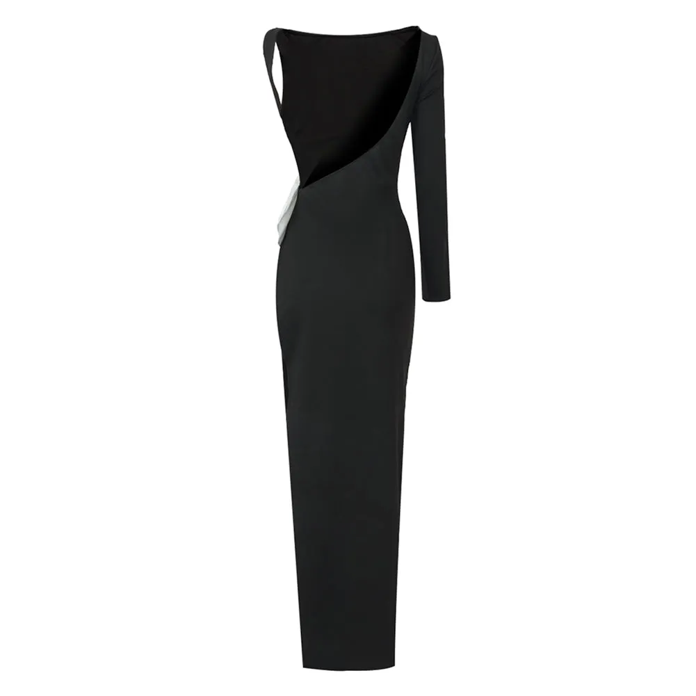 One Shoulder Side Slit Maxi Bodycon Dress BD2449