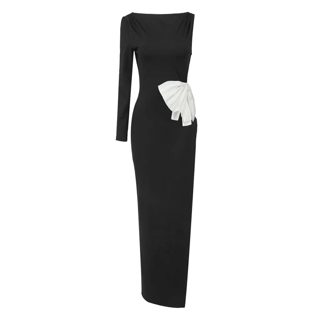 One Shoulder Side Slit Maxi Bodycon Dress BD2449