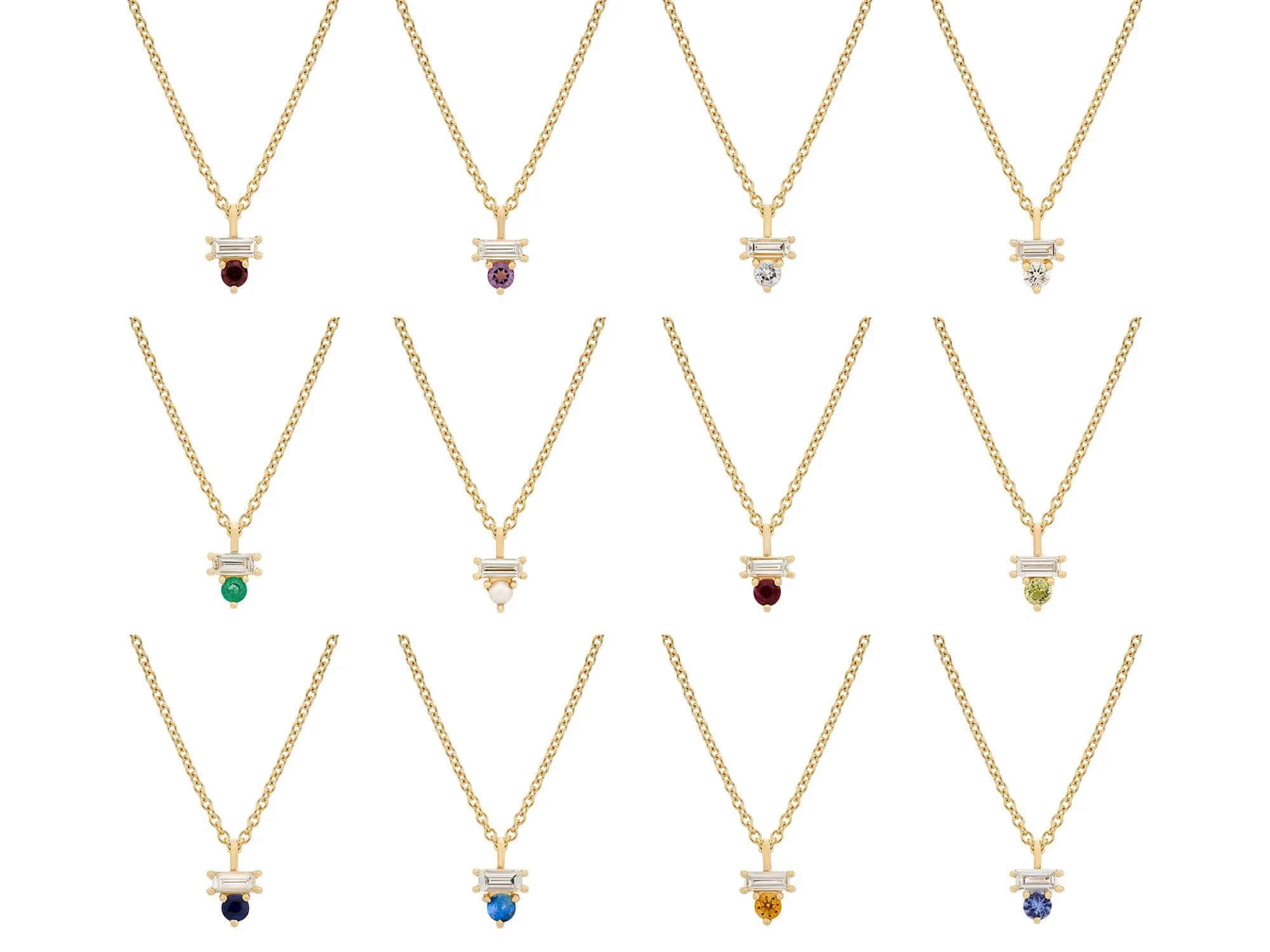 Opal & Diamond Baguette Necklace