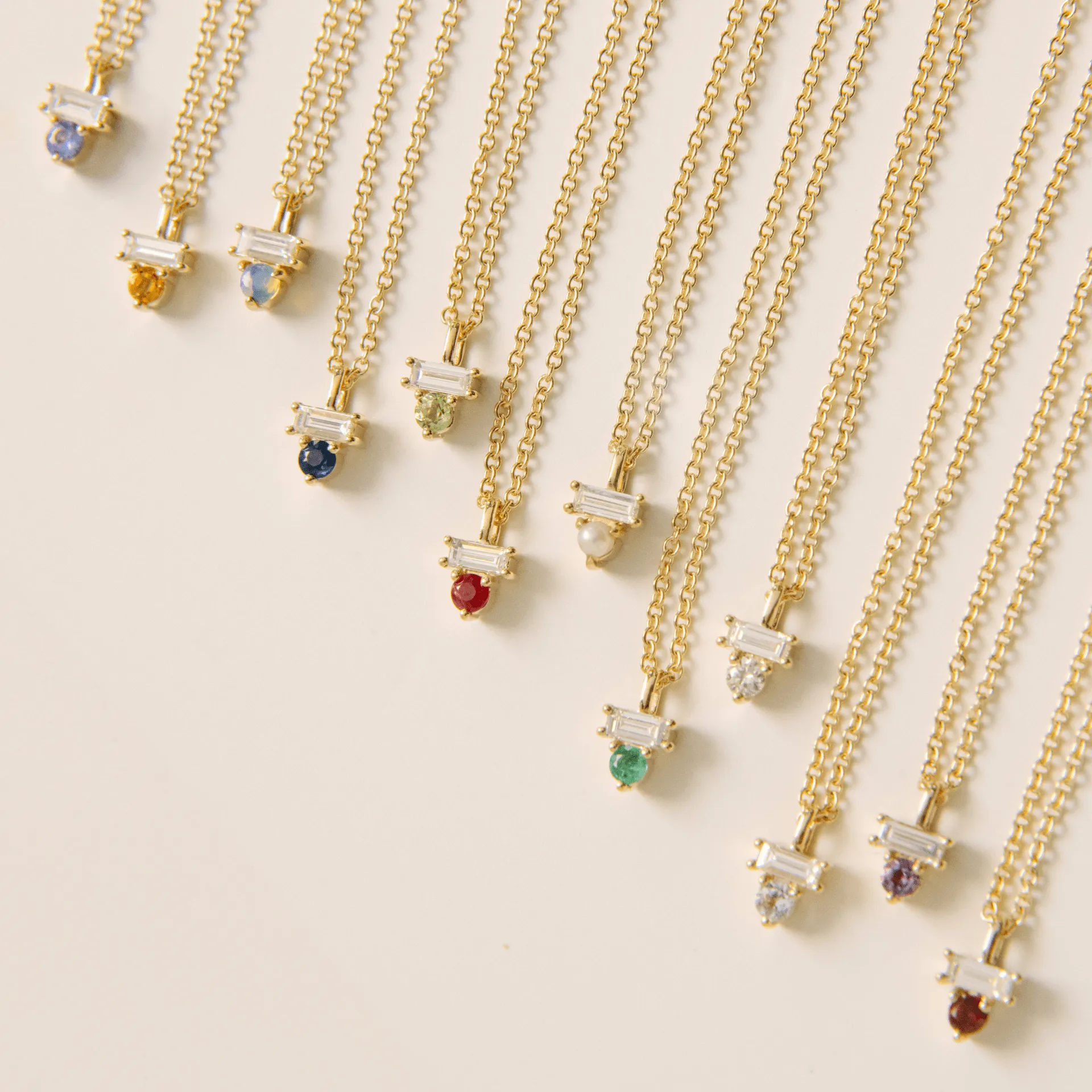 Opal & Diamond Baguette Necklace